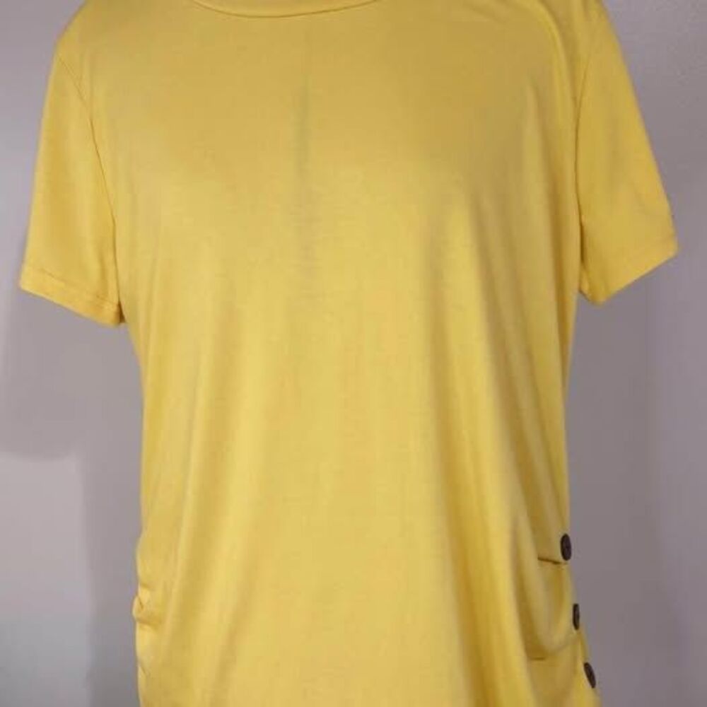 NWT XL Boutique Blouse Coolme Golden Yellow Large Buttons On Side  C4230